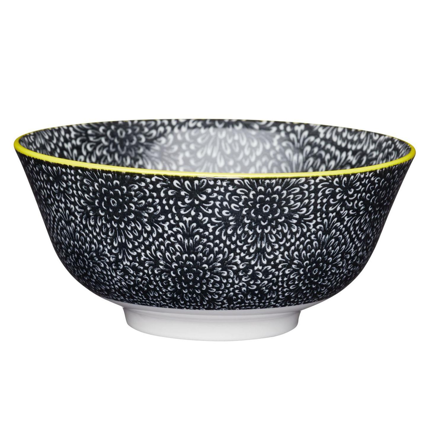 Mikasa 15.5cm Does It All Bowl Black Floral